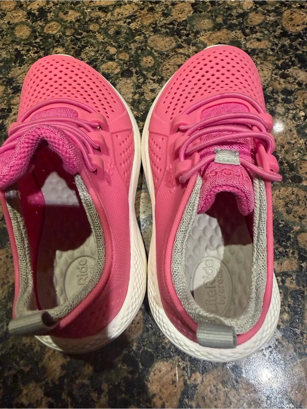 CROCS Kids Pink and White LiteRide Water Shoes